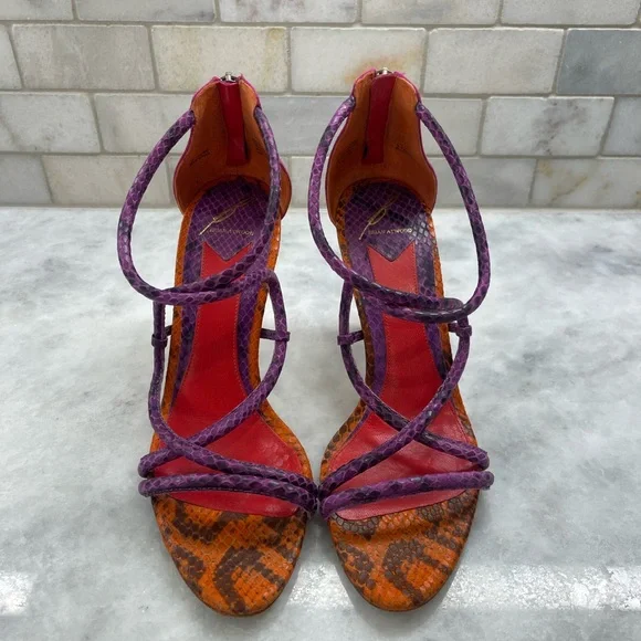 B Brian Atwood Estefania Snakeskin Heels - Picture 2 of 9
